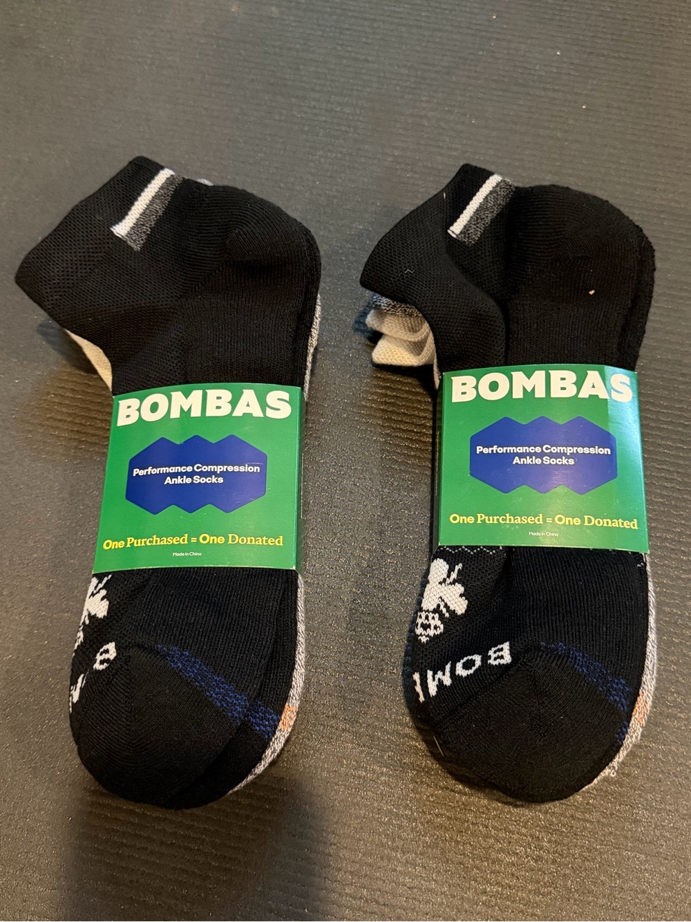 Bombas Black Athletic Performance Compression Ankle Socks- 6 pack NWT